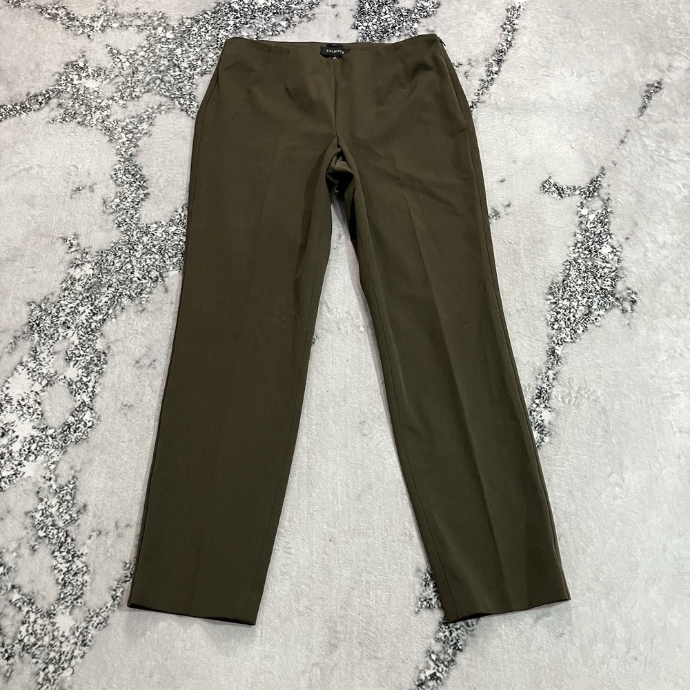 Talbots Curvy Womens Size 10 Olive Green Straight Leg Dress Pants Trousers